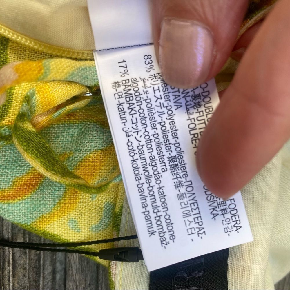 Zara Linen blend corset top with ruching Floral Yellow NWT XS - Picture 10 of 12